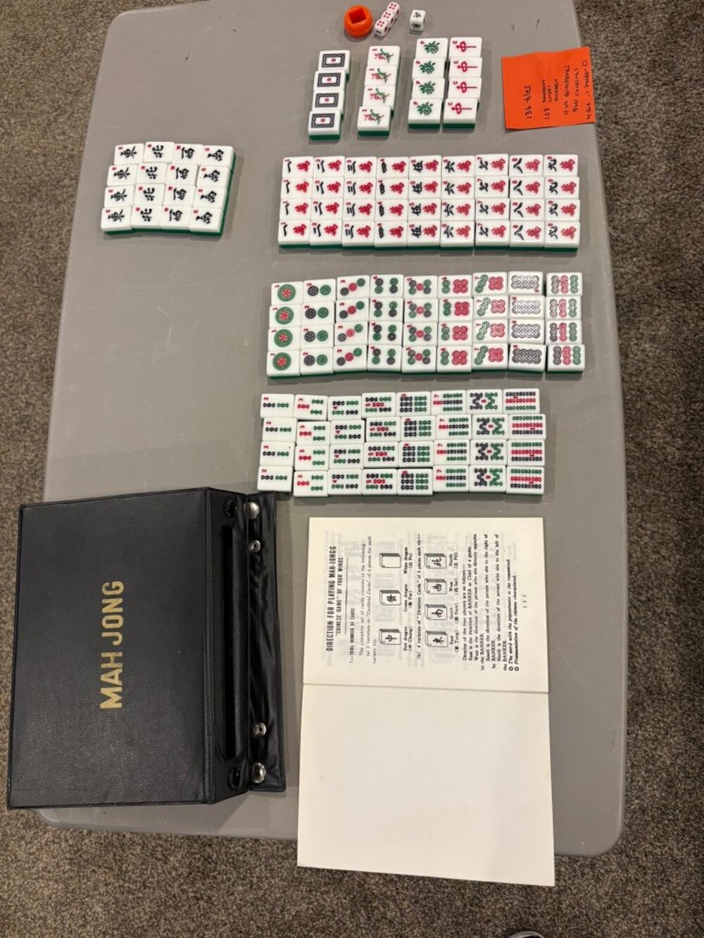 Vintage mini Mah Jong game, missing flowers and blank tiles